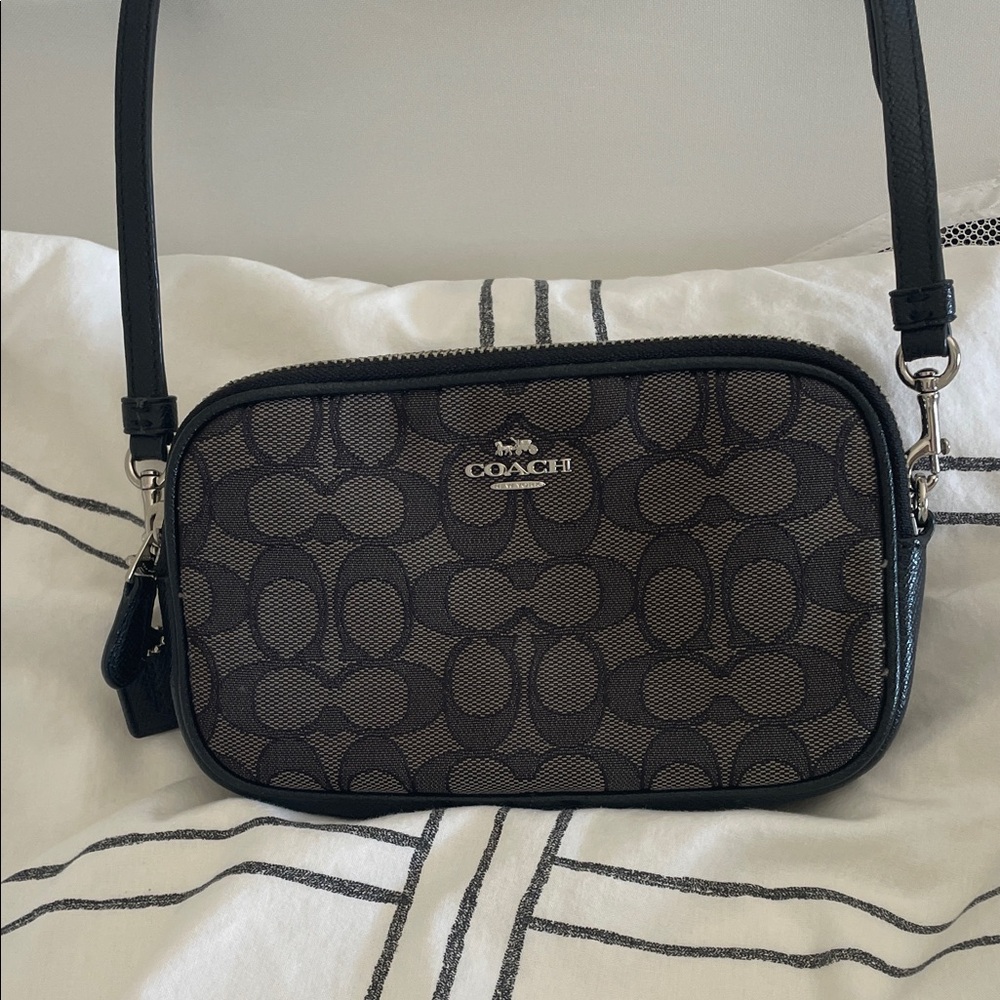 Coach Signature Black Canvas Crossbody Bag